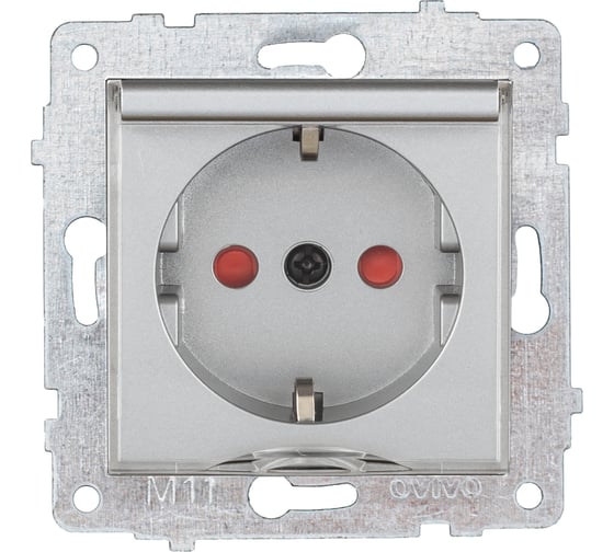 Изображение товара Механизм розетки OVIVO с/з шторки с крышкой, серебро 600-000310-243