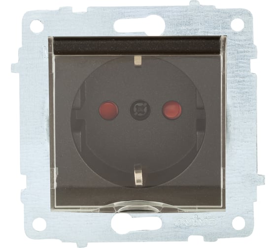 Изображение товара Механизм розетки OVIVO с/з шторки с крышкой, черный металлик 600-000317-243