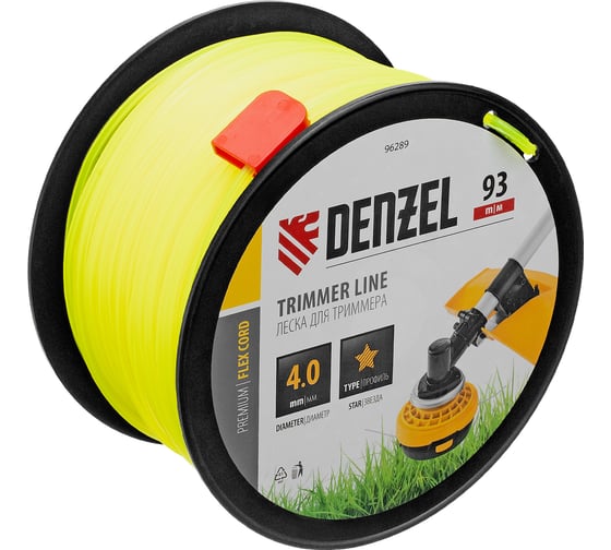 Изображение товара Леска FLEX CORD звезда 4 мм, 93 м, на DIN катушке для триммера Denzel 96289