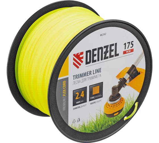 Изображение товара Леска FLEX CORD квадрат 2.4 мм, 175 м, на DIN катушке для триммера Denzel 96292