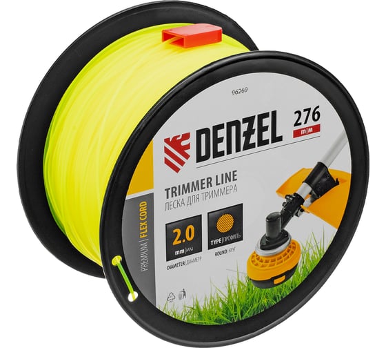 Изображение товара Леска FLEX CORD круглая 2 мм, 276 м, на DIN катушке для триммера Denzel 96269