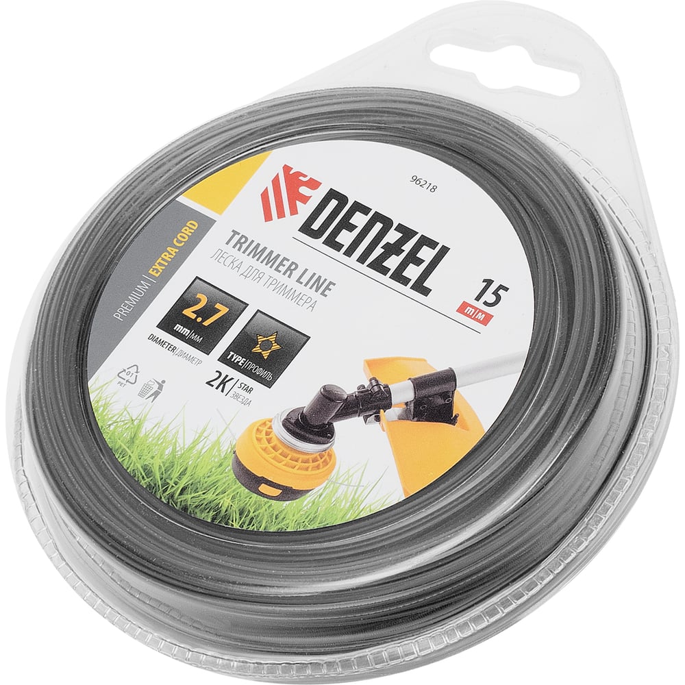 Изображение товара Леска EXTRA CORD звезда 2.7 мм 15 м для триммера Denzel 96218
