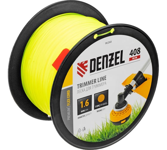 Изображение товара Леска FLEX CORD круглая 1.6 мм, 408 м, на DIN катушке для триммера Denzel 96268