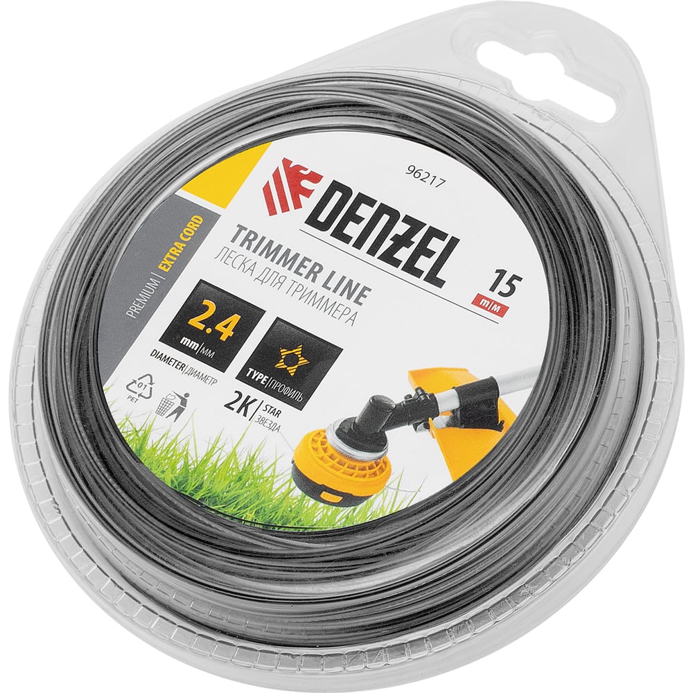 Изображение товара Леска для триммера EXTRA CORD двухкомпонентная звезда 2.4 мм 15 м