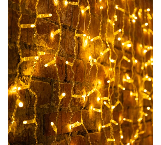 Изображение товара Гирлянда Neon-Night Занавес 2x0,8 м, 160 LED теплый белый, прозрачный ПВХ, IP65, с эффектом мерцания, без блока питания 235-336