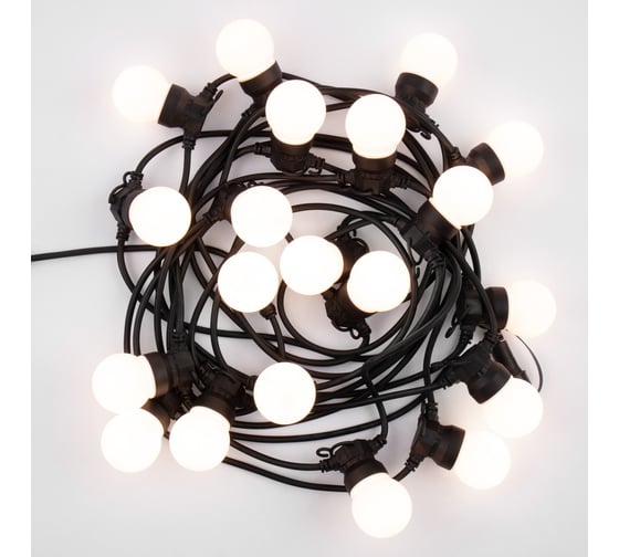 Изображение товара Уличная гирлянда Neon-Night лофт, черный каучук, 20 матовых ламп х 5 led, влагостойкая ip44 331-356