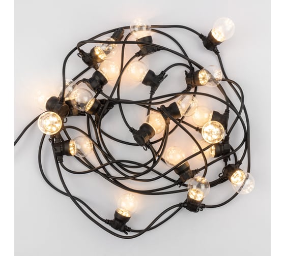 Изображение товара Уличная гирлянда Neon-Night Лофт, черный каучук, 20 прозрачных ламп х 5LED, IP44 331-357