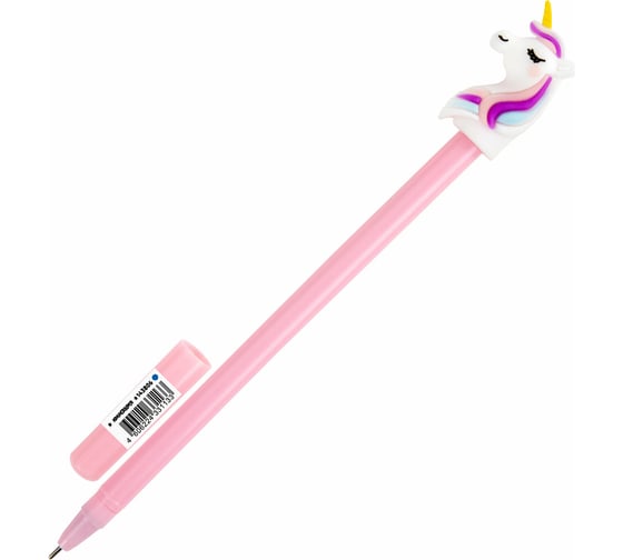 Изображение товара Шариковая ручка ЮНЛАНДИЯ Единорожка с топпером, корпус ассорти, синяя, 0.7 мм 143806