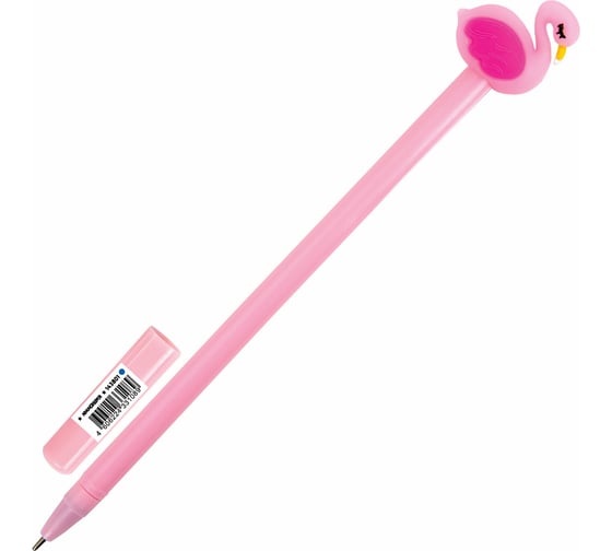 Изображение товара Шариковая ручка ЮНЛАНДИЯ Лебедь с топпером корпус ассорти, синяя, узел 0.7 мм 143801