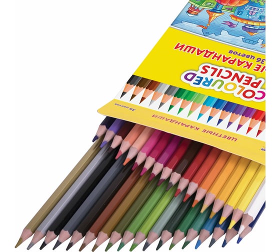 Изображение товара Цветные карандаши ЮНЛАНДИЯ Домики, 36 цветов, классические, грифель мягкий 3 мм 181839