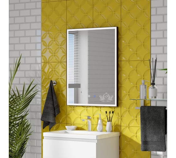 Изображение товара Зеркало с подсветкой Art&Max Arezzo 600x800 тёплый/холодный свет AM-Are-600-800-DS-FC-H-Nero