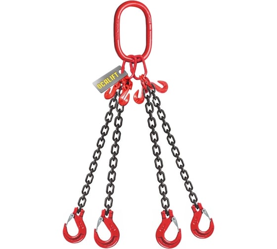 Изображение товара Цепной четырехветвевой строп OCALIFT 11,2 т, 4 м, 4СЦ, с укоротителями цепь глазированная 8кл G80 4sc11200t4h