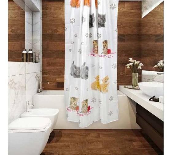 Изображение товара Шторка в ванную комнату Dasch 180x180 Котята 5692