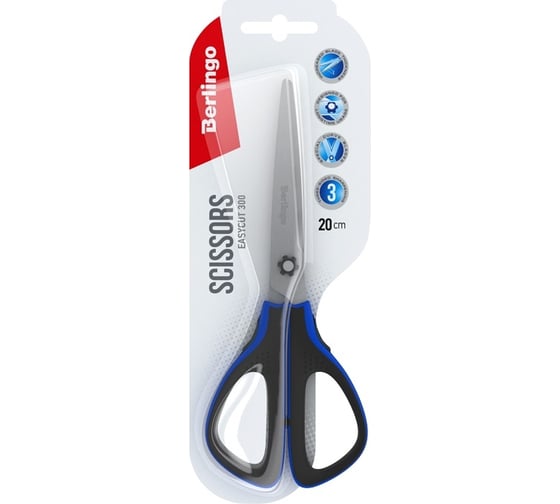 Изображение товара Ножницы Berlingo Easycut 300 20 см, ассорти, мягкие вставки, европодвес DNn_20035