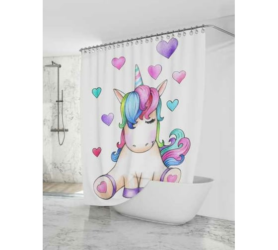 Изображение товара Штора для ванной комнаты Dasch 180x200 La Vita DIGITAL Радужный единорог 10770