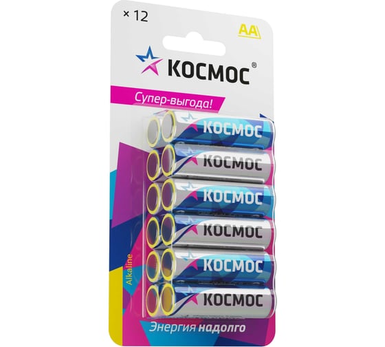Изображение товара Алкалиновые элементы питания КОСМОС LR6 12 шт. на блистере, KOCLR6BL12