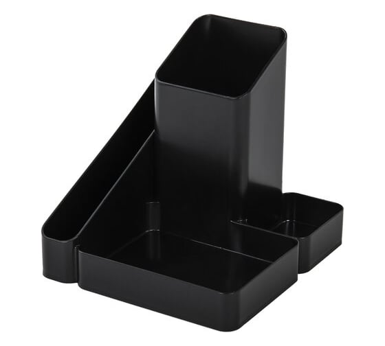 Изображение товара Подставка-органайзер BRAUBERG Office Style 4 отделения, 115x122x111 мм, черная 238097