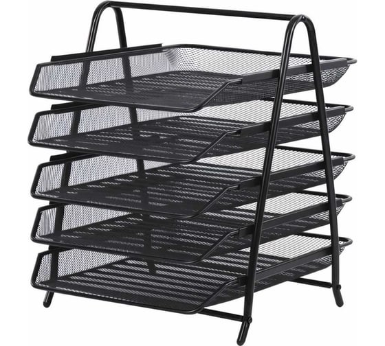 Изображение товара Горизонтальный лоток для бумаг BRAUBERG Germainum 5 секций, 370x355x295 мм, металл, черный 237971