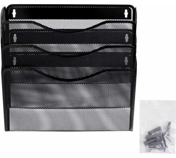 Изображение товара Настенные лотки для бумаг BRAUBERG Germanium 3 штуки, А4, 215x355x95 мм, металл, черные 237968