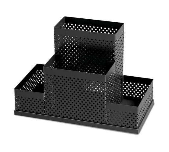 Изображение товара Подставка-органайзер BRAUBERG Germanium 4 секции, 160x80x110 мм, черная, металл 237982