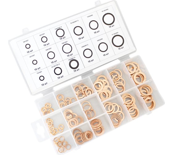 Изображение товара Набор медных шайб 150 шт WIEDERKRAFT WDK-214067