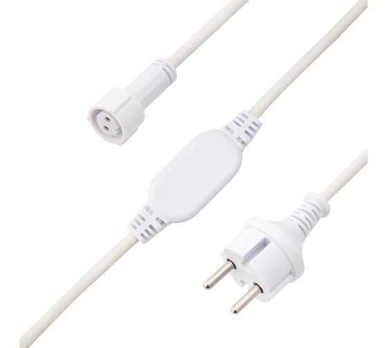 Изображение товара Шнур питания для уличных гирлянд каучук с эффектом мерцания/постоянного свечения Neon-Night 230В/4А, цвет провода: белый, IP67 315-001