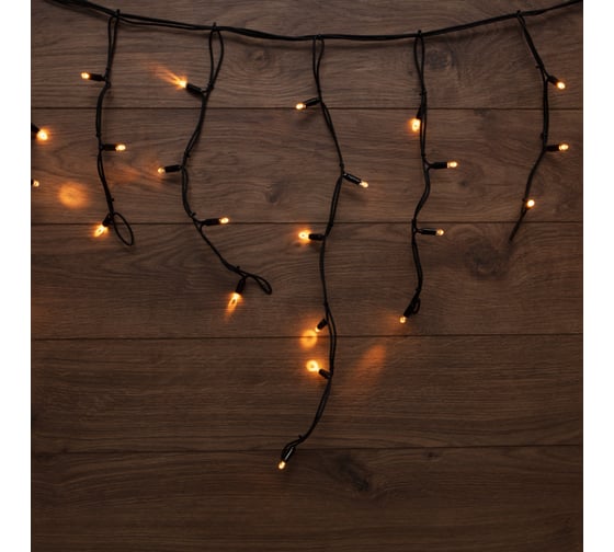 Изображение товара Гирлянда Neon-Night Бахрома светодиодная 5x0,7м мерцание, черный каучук, теплый белый, IP67, без комплекта подключения 255-306