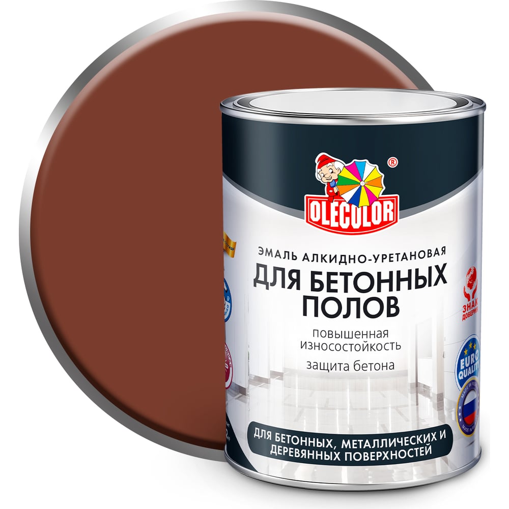Алкидно-уретановая эмаль для бетонных полов Olecolor износостойкая краска для бетонных полов износостойкая акромат 200 25 кг кр коричневый 1312 акромат