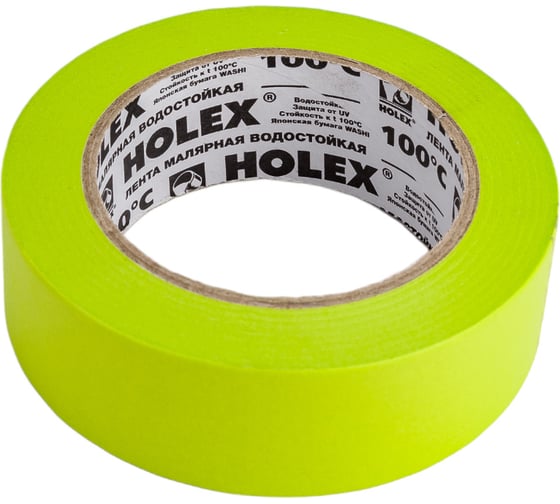 Изображение товара Малярная жаростойкая лента HOLEX до 100С, зеленая, водостойкая, 36 мм, 50 м HAS-382260