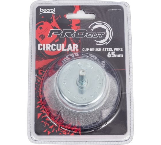 Изображение товара Щетка чашка (65 мм, со шпилькой, витая проволка) для дрели BEOROL 245855