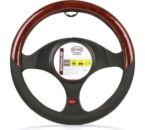 Изображение товара Чехол на руль Heyner LUX черный c коричневыми вставками, d 37-39 604000
