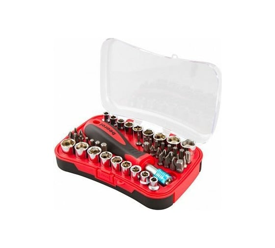 Изображение товара Отвертка-трещотка с набором бит и торцевых головок BEOROL 48 предметов 245203