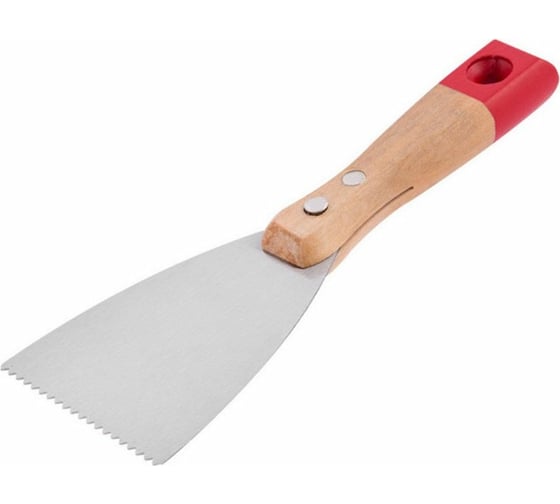 Изображение товара Зубчатый стальной шпатель BEOROL 80 мм, деревянная ручка 245774