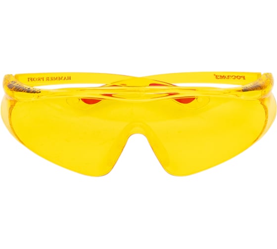 Изображение товара Защитные открытые очки РОСОМЗ О55 HAMMER PROFI StrongGlass 2-1,2 PC желтые 15557