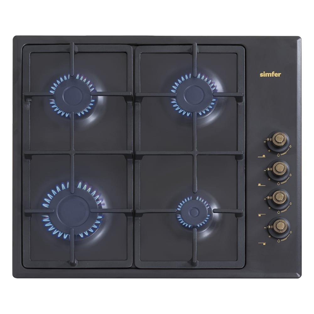 Изображение товара Газовая варочная панель SImfer антрацит 4 конфорки с электроподжигом