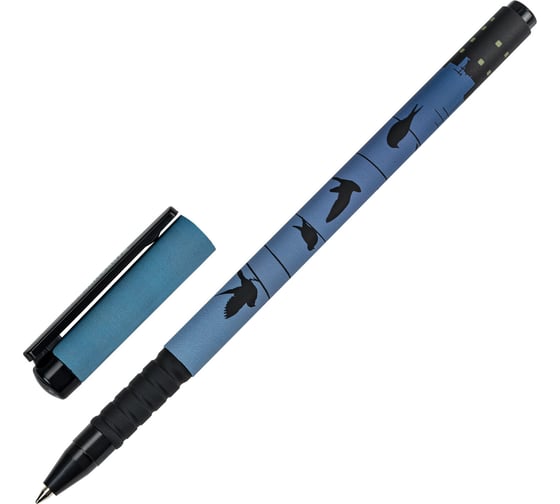 Изображение товара Шариковая ручка BRAUBERG SOFT TOUCH GRIP NIGHT CITY синяя, мягкое покрытие, узел 0.7 мм 143712
