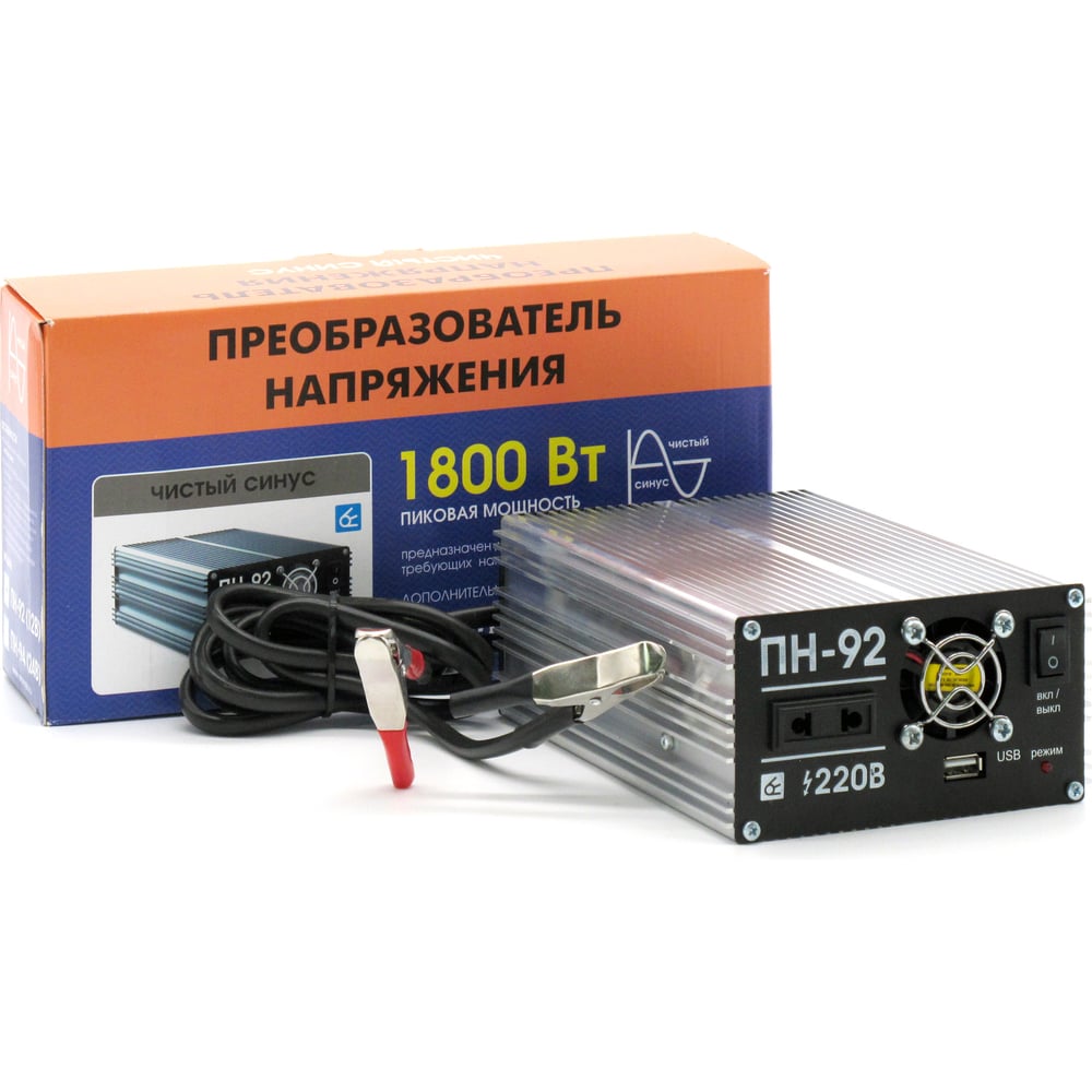 Изображение товара Преобразователь напряжения Вымпел ПН-92 12-220, чистый синус, 1800 Вт 5244
