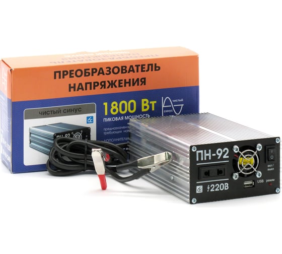 Изображение товара Преобразователь напряжения Вымпел ПН-92 12-220, чистый синус, 1800 Вт 5244