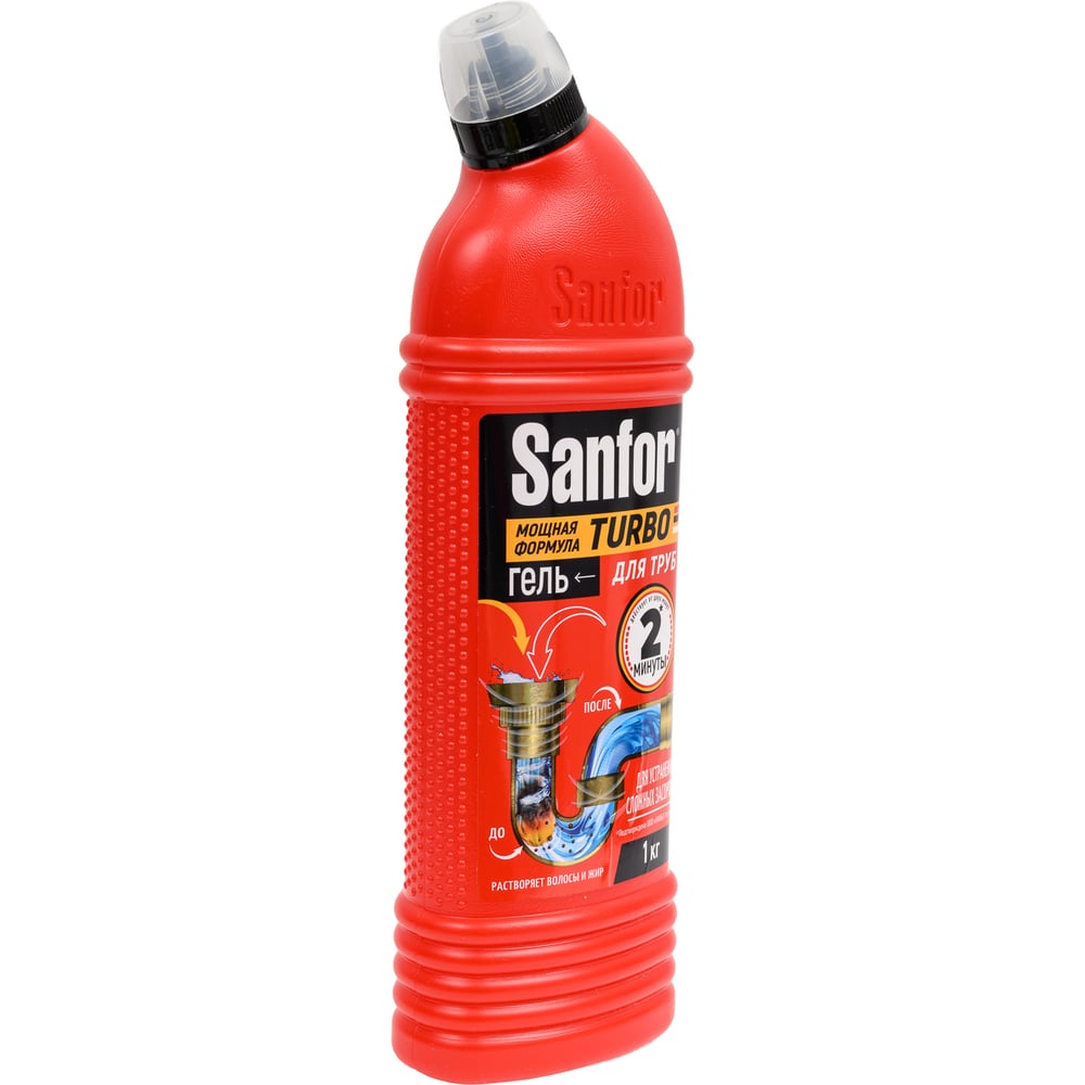 Изображение товара Средство для труб SANFOR TURBO 1000 г для устранения засоров и запахов