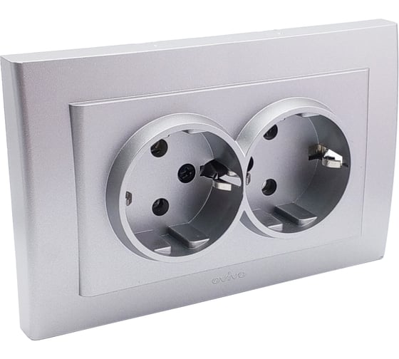 Изображение товара 2-местная розетка OVIVO с заземлением MINA, серебро, 401-100300-907