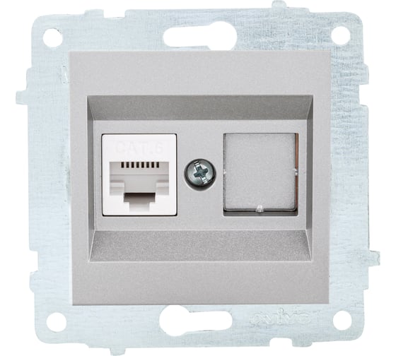 Изображение товара Механизм компьютерной 1-местной розетки RJ45 OVIVO CAT6, серебро, 600-000310-229