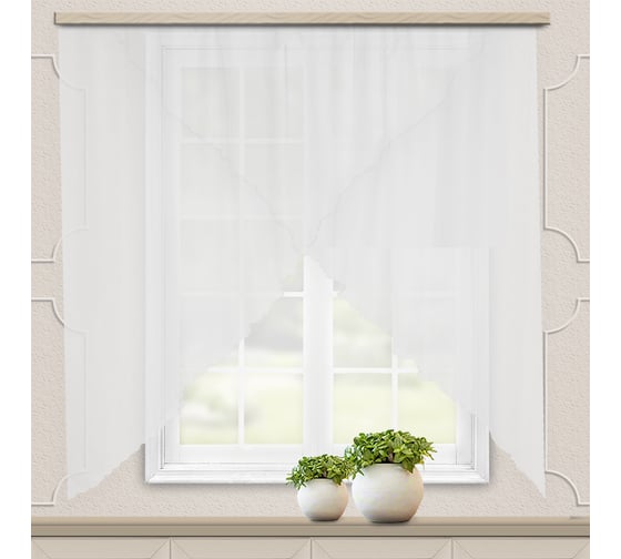 Изображение товара Комплект штор для кухни witerra марианна, 300x160, однотонная, молочный 105151