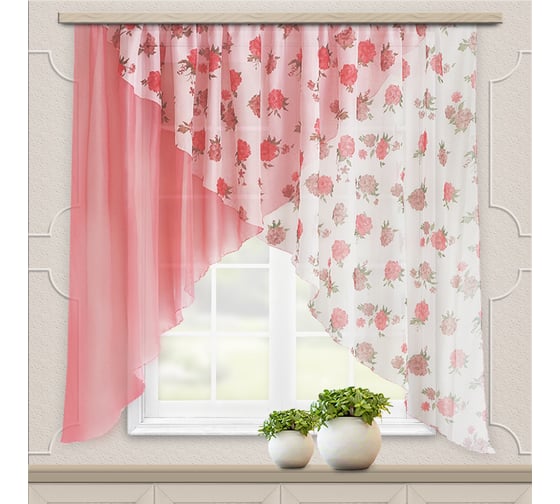 Изображение товара Комплект штор для кухни witerra марианна, 300x160, красный 103723