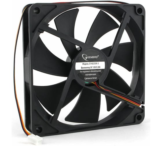 Изображение товара Вентилятор Gembird 140x140x25 втулка 3 pin провод 40 см D14025SM-3