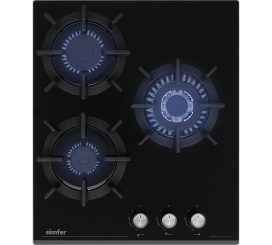 Изображение товара Газовая варочная поверхность SImfer газ-контроль, WOK конфорка, черное стекло H45N35B571