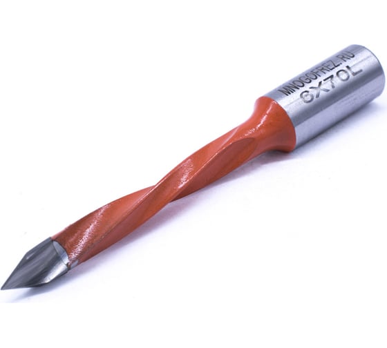 Изображение товара Сверло присадочное сквозное усиленное KJ2-V80202L (6х70 мм; хв-к 10 мм; левое вращение) МНОГОФРЕЗ 6625