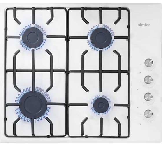Изображение товара Газовая варочная панель SImfer решётки LAMA, автоподжиг, белая H60Q40W471