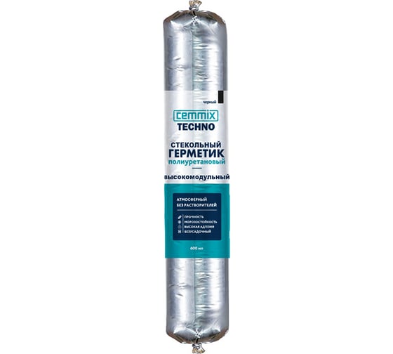 Изображение товара Полиуретановый клей-герметик CEMMIX (стекольный; 600 мл; черный) KG600B