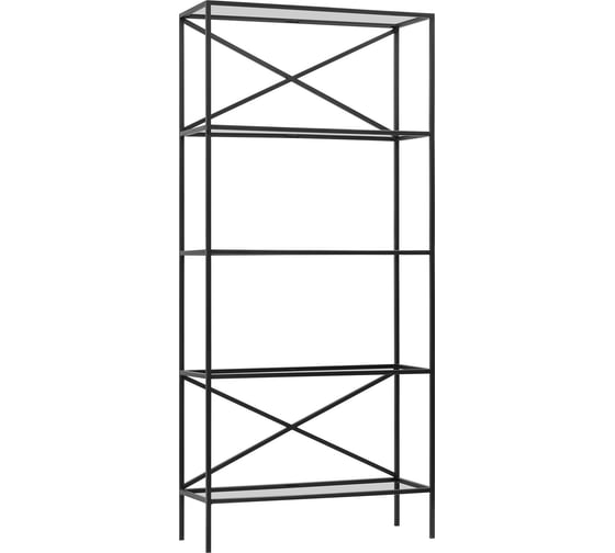 Изображение товара Стеллаж GreenWeen KARIN-800, черный каркас, полки прозрачное стекло, 1750x800x300 KARIN-800-TRG-B