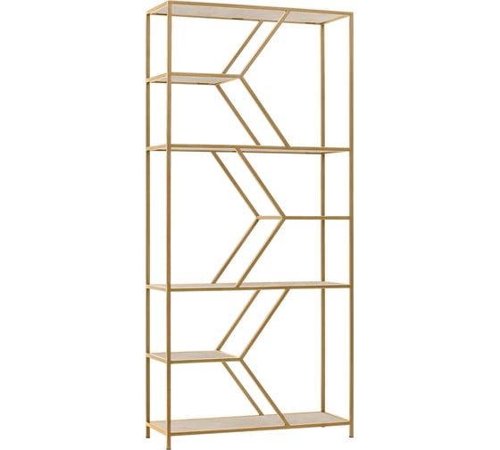 Изображение товара Стеллаж GreenWeen MALTA MINI, золотой каркас, полки керамика Ivory, 1750x800x300 GW-MALTA-MINI-G-KI